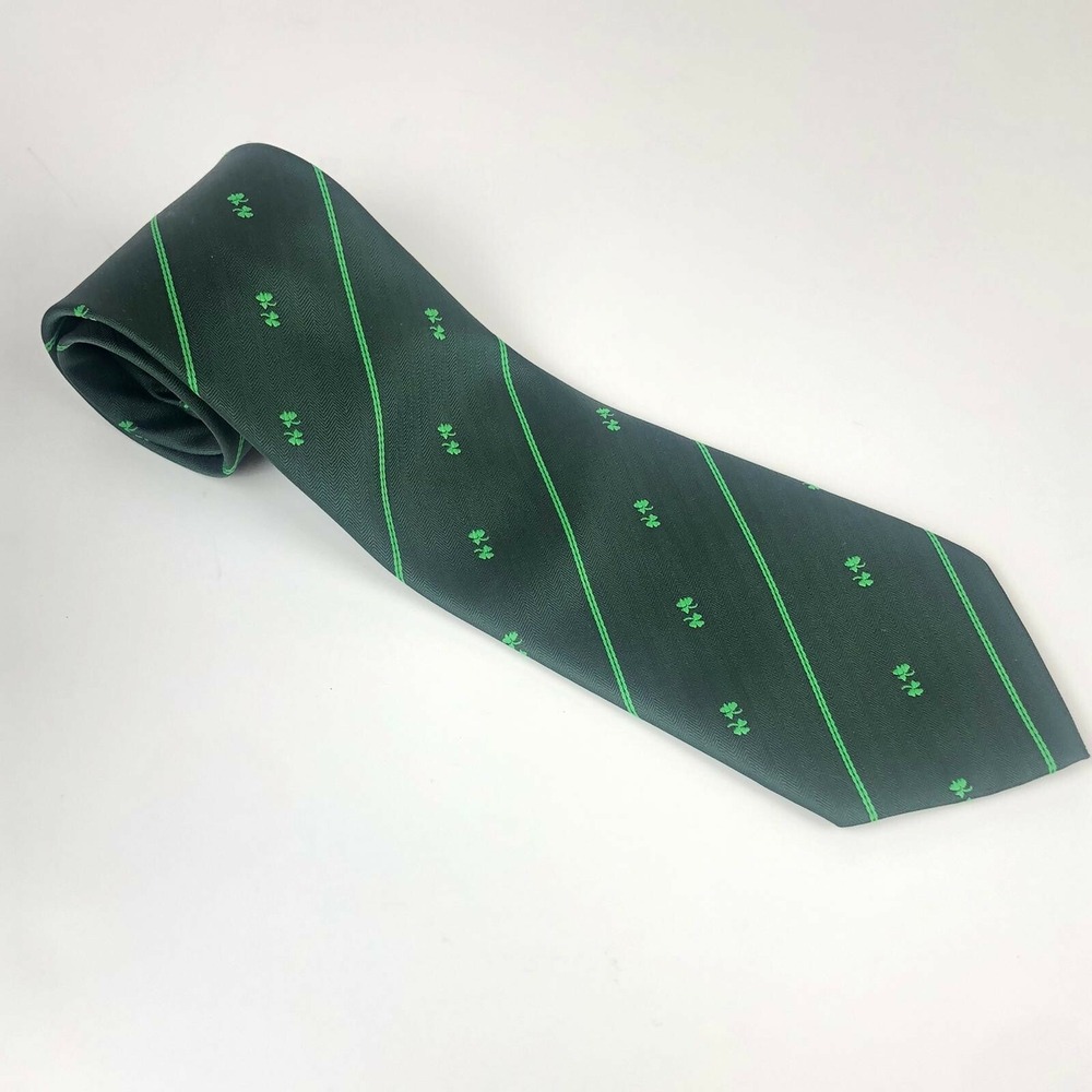 Irish Luck Ireland Polyester Shamrocks Green Cloves Ireland St Patrick's Day Tie